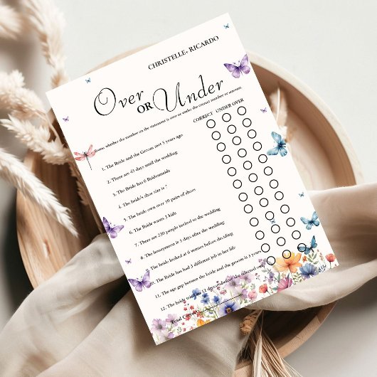 Jardin sur ou sous la douche nuptiale jeu Carte