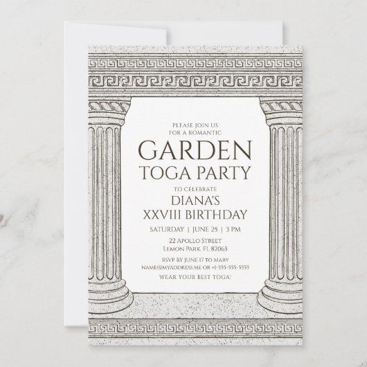 Jardin Toga Anniversaire Fête Invitation avec colo (Devant)