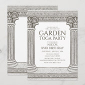 Jardin Toga Party Invitation avec colonnes en pier (Devant / Derrière)