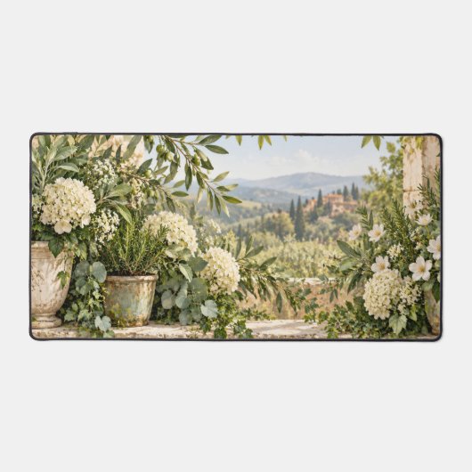 Jardin toscan avec fleurs blanches (Recto)
