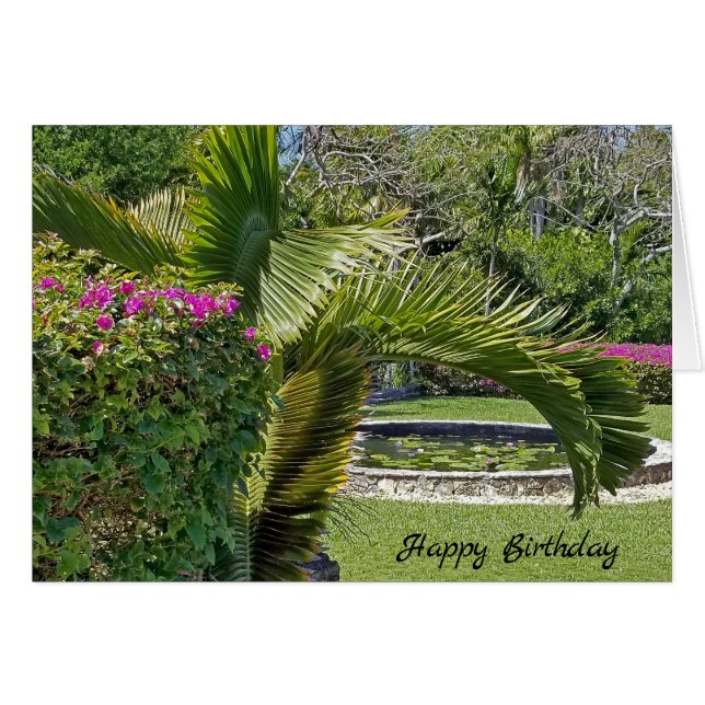 Jardin tropical d'anniversaire avec palmiers (Devant horizontal)