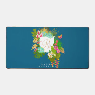 Jardin tropical Monogramme bleu océan