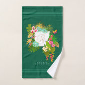 Jardin tropical Monogramme vert (Serviette à main)