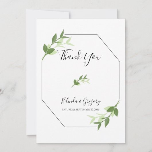 Jardin verdoyant Feuilles Cadre Mariage Merci (Dos)