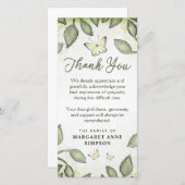 Jardin Vert Floral Papillon Sympathie Merci (Devant / Derrière)