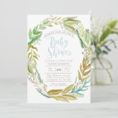 Jardin vert | Invitation Baby shower aquarelle (Debout devant)