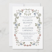 Jardin victorien Dusty Blue Monogram Invitation V2 (Devant)