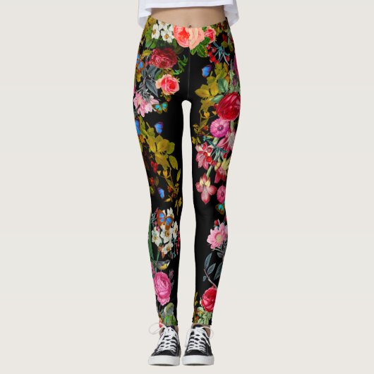 Jardin Vintage noir Leggings (Devant)