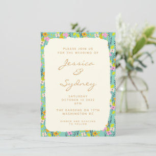 Jardin Vintage simple Faire-part de mariage fleuri