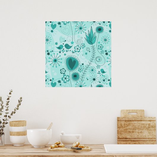 Jardin Whimsical en affiche Turquoise (Cuisine)