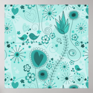 Jardin Whimsical en affiche Turquoise