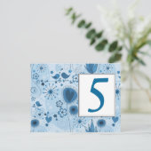Jardin Whimsical en bleu Numéro de table Carte pos (Debout devant)