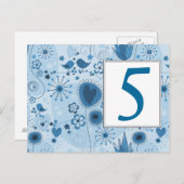 Jardin Whimsical en bleu Numéro de table Carte pos (Devant / Derrière)