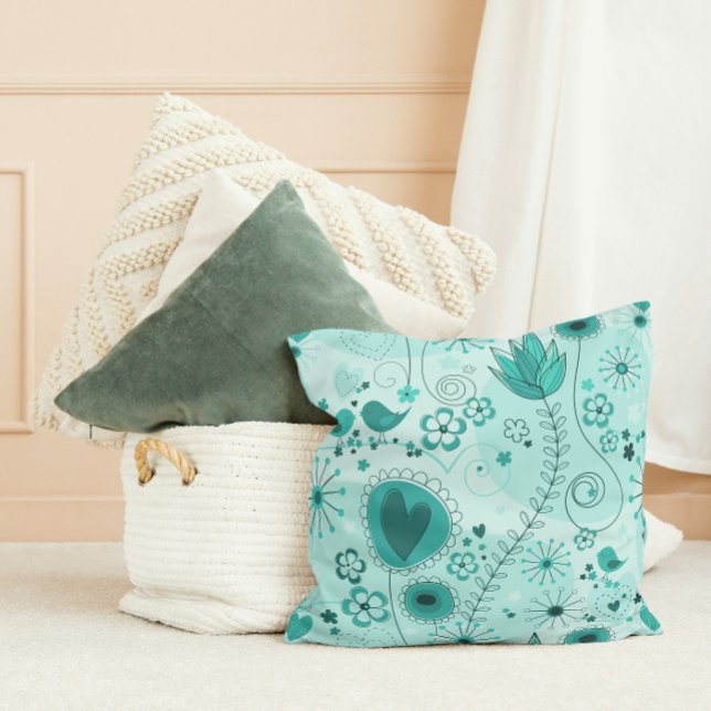 Jardin Whimsical en Coussin Turquoise (Créateur téléchargé)