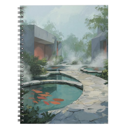 Jardin Zen Spa Koi Pond Pathway Carnet d'art (Devant)