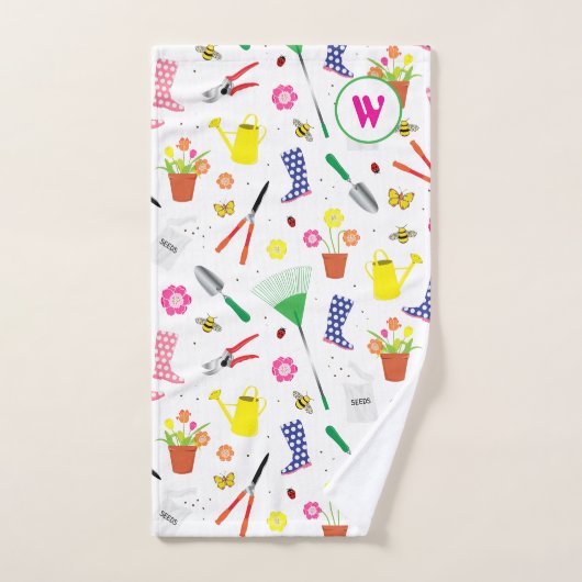 Jardinage Monogramme jardiner coloré (Serviette à main)