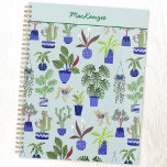 Jardinage Plante personnalisé<br><div class="desc">L'accessoire idéal pour tous ceux qui ont des pouces ou des doigts verts, ce design unique est doté d'un motif d'usine amusant, avec des cactus colorés, des succulents et d'autres plantes en pots plantes bleu marine et cobalt contre un arrière - plan bleu oeuf canard. Idéal pour tout jardinier ou...</div>