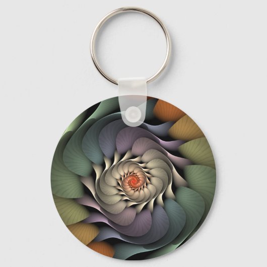 Jardinere Abstracte Rainbow Floral Spiral Sleutelhanger (Voorkant)