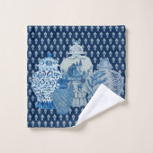 Jardins à gingembre bleu et blanc de la marine (Gant de toilette)
