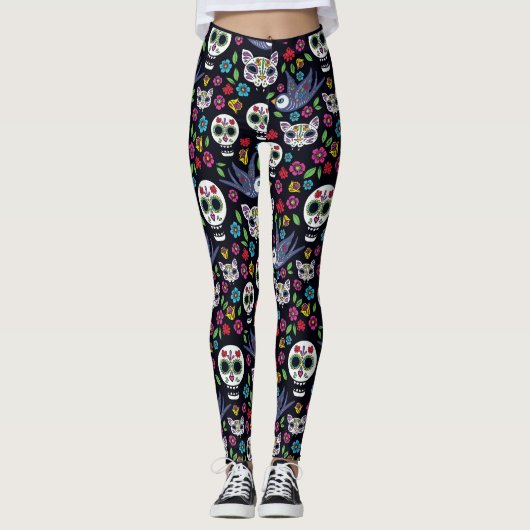 Jardins de bohémien de Dia De Los Muertos Leggings (Devant)