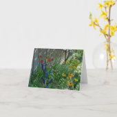 Jardins du jour Carte pour notes-Bleu Bouteilles (Fleur jaune)