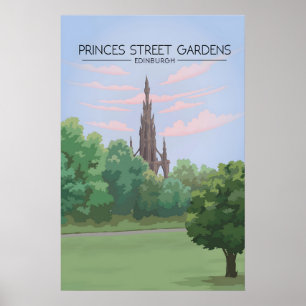 Jardins Princes Street Édimbourg Affiche de voyage