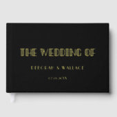 jaren 1920 art deco Black & Gold Folie bruiloft Gastenboek (Voorkant)