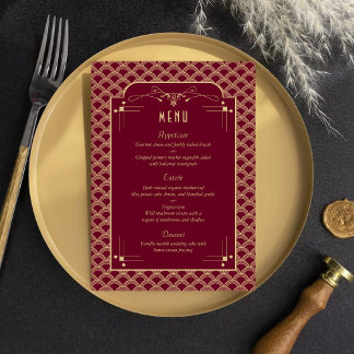  jaren 1920 Art Deco Gatsby Wedding Menu Kaart