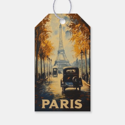 jaren 1930 Parijs Travel Poster Eiffeltoren Cadeaulabel (Voorkant)