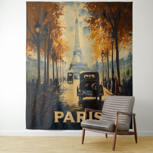 jaren 1930 Parijs Travel Poster Eiffeltoren Wandkleed (In situ)