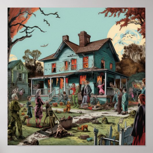  jaren 1950 Comic Book Style Haunted House Poste Poster (Voorkant)