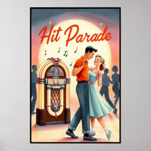  jaren 1950 Dance Party Poster