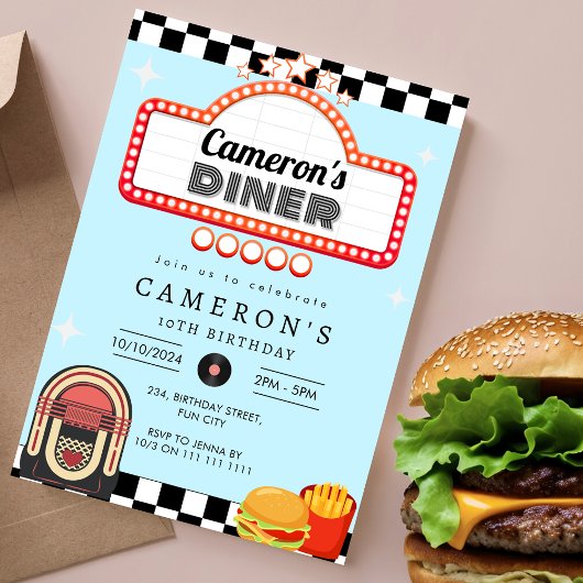 jaren 1950 Diner Retro Verjaardag Sock Hop Kaart