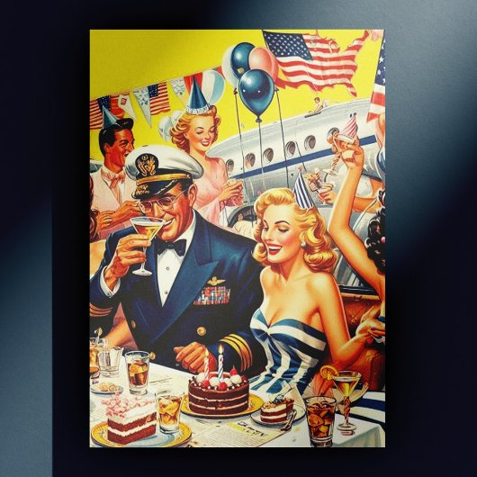 jaren 1950 Feestillustratie Briefkaart