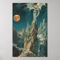  jaren 1970 Dark Fantasy Book Hoesje Poster Art P