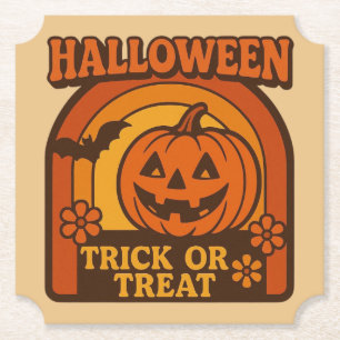 jaren 1970 Trick or treat Halloween Kartonnen Onderzetters
