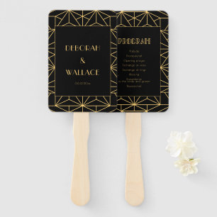 jaren '20 Art Deco eenvoudig huwelijksprogramma Handwaaier