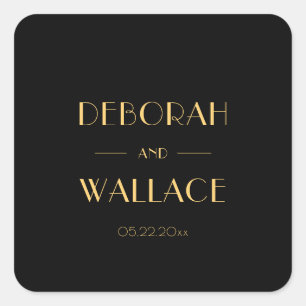  jaren '20 Art Deco eenvoudige bruiloft Vierkante Sticker
