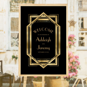  jaren '20 Deco 24x36 Zwart Goud Bruiloft Poster