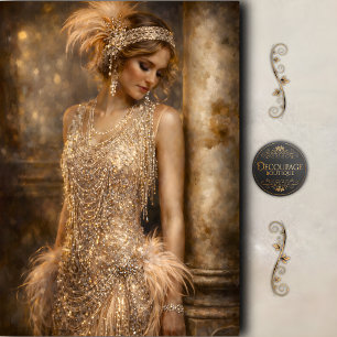 Jaren 20 Flapper Goud Glam Decoupage Tissuepapier