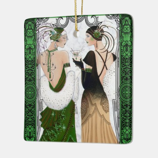 jaren '20 Kerst Martini Flapper Dames Keramisch Ornament (Links)