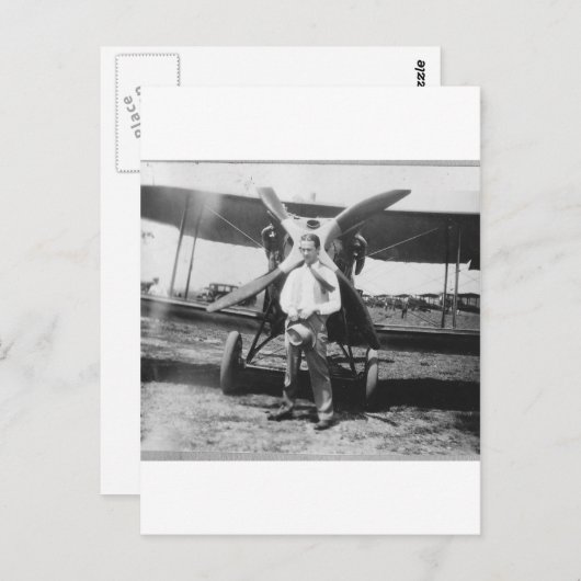 jaren '20 Man met Vliegtuig Briefkaart (Voorkant / Achterkant)
