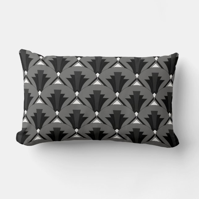 jaren '20 zwart-wit art deco geometrisch kussen (Voorkant)