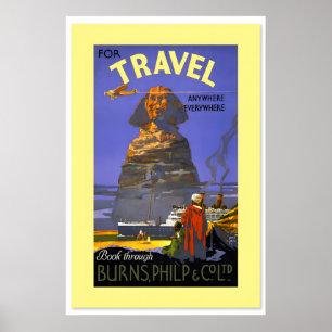 Jaren 30 Burns, Philp & Co. Voor Reizen naar Egypt Poster