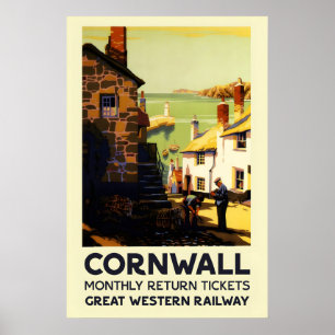 Jaren 30 Cornwall Engeland - Vintage Stijl UK Reiz Poster