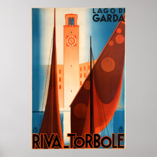 Jaren 30 “Riva - Torbole” Italiaanse vintage stijl Poster