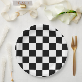 Jaren 50 Checkerboard 50's Retro race Zwart & Wit Papieren Bordje