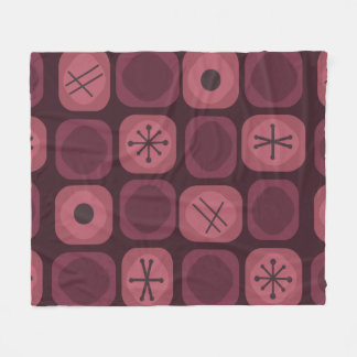 jaren '50: Mod Art Soft Cubes Bourgogne Fleece Deken