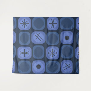 jaren '50: 'Mod Art Soft Cubes Navy Blue' Wandkleed