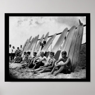 jaren '50, overgebleven op strand poster
